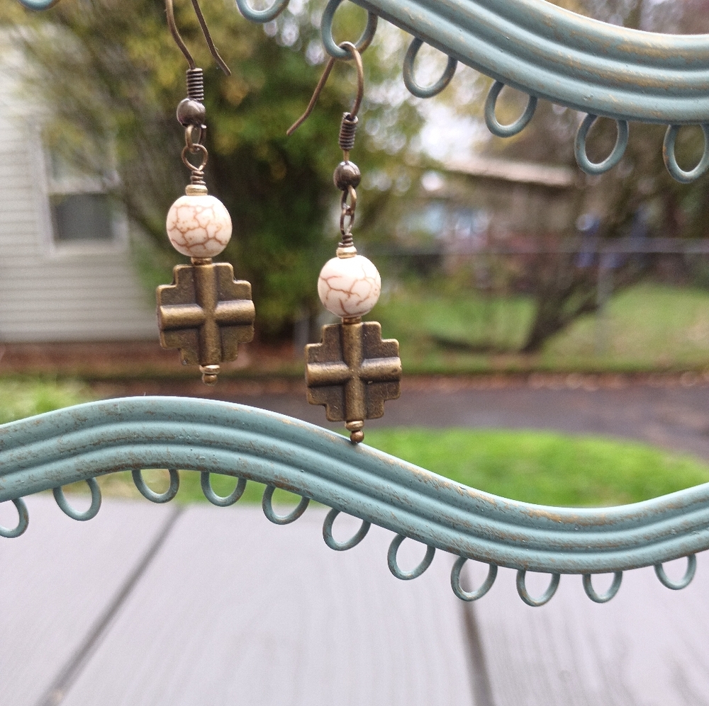 White Buffalo Turquoise Earrings
